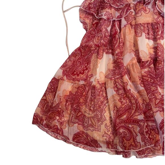 ASOS Paisley Flounce Tiered Mini Dress Lace & Ruffle Size 4 - Picture 9 of 12